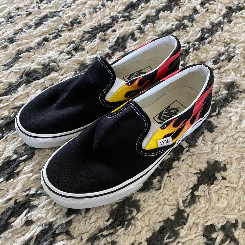 Vans Classic Slip On Shoe - Flame / Black / True White